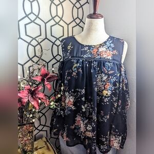☘️Lucky Brand Floral Cold Shoulder Blouse☘️